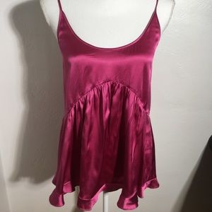 NWT REBECCA TAYLOR RASPBERRY SILK TOP